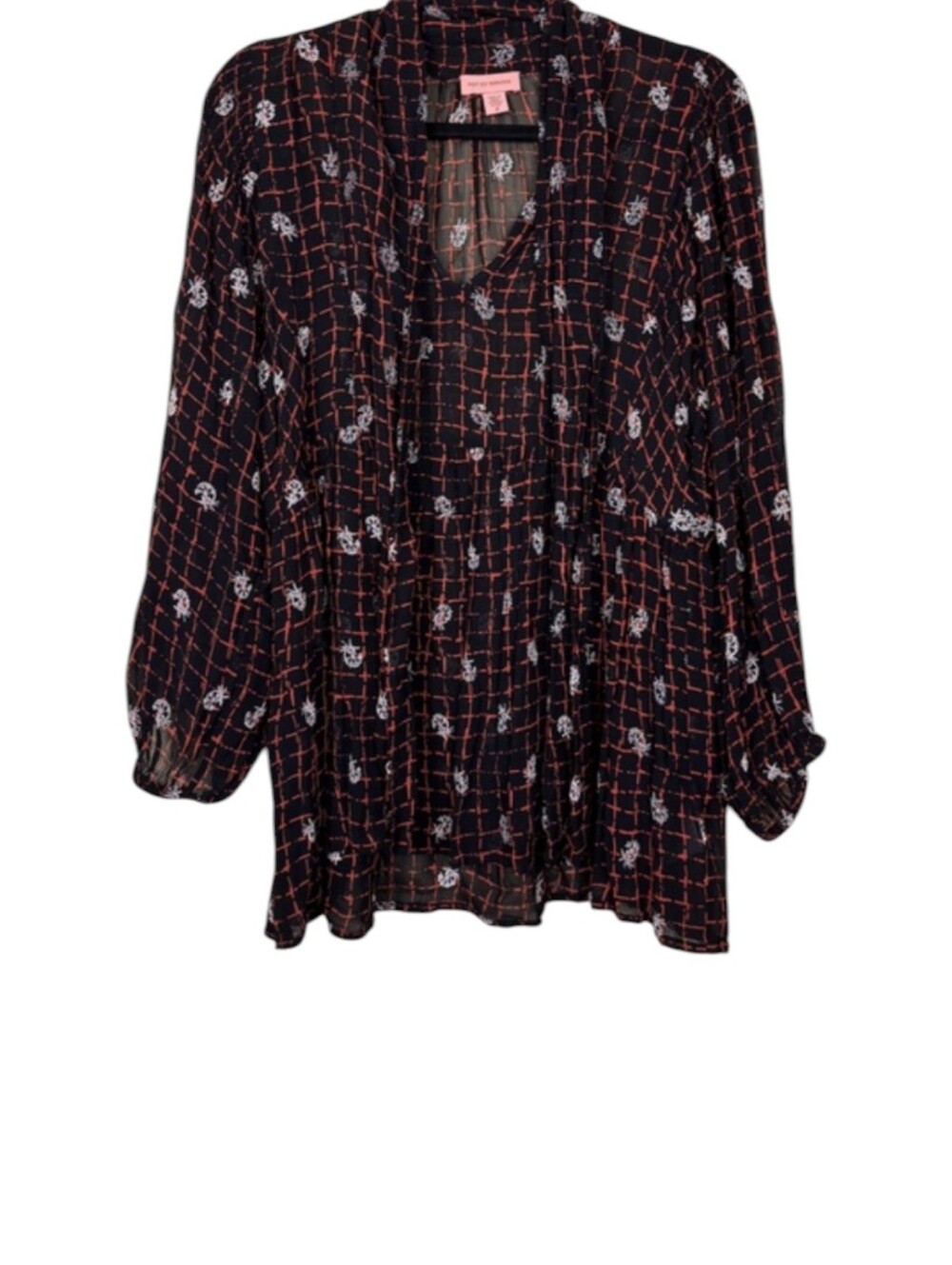 Anthropologie Not So Serious Sheer Tie Blouse Women's M Long Sleeve Boho - Picture 6 of 7
